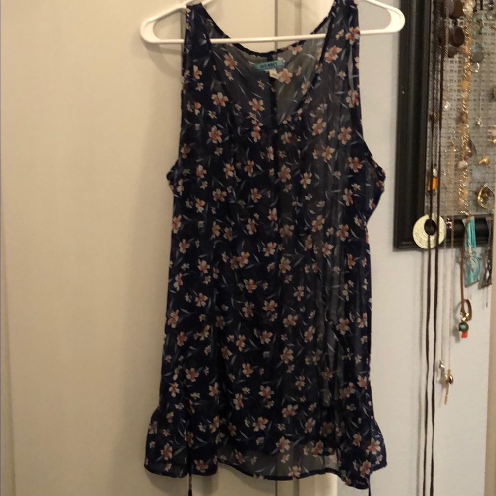 Sleeveless Sheer Floral Tank